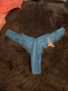 Victoria's Secret Blue Lace-Trim Thong